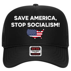 Save America Stop Socialism High Crown Mesh Back Trucker Hat