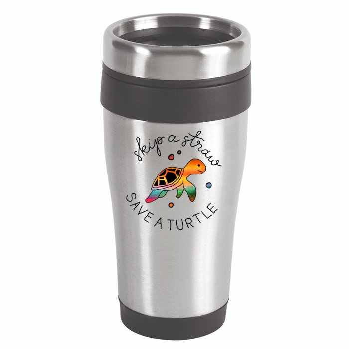 Skip A Straw Save A Turtle Gift 16oz Travel Tumbler