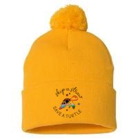 Skip A Straw Save A Turtle Gift Pom Pom 12in Knit Beanie