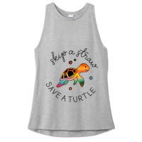 Skip A Straw Save A Turtle Gift Ladies PosiCharge Tri-Blend Wicking Tank