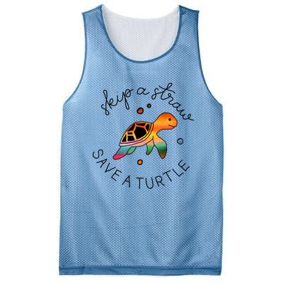 Skip A Straw Save A Turtle Gift Mesh Reversible Basketball Jersey Tank