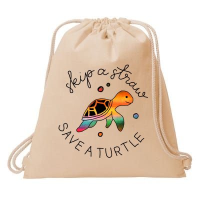 Skip A Straw Save A Turtle Gift Drawstring Bag
