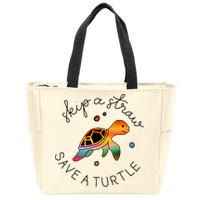 Skip A Straw Save A Turtle Gift Zip Tote Bag