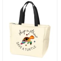 Skip A Straw Save A Turtle Gift Zip Tote Bag