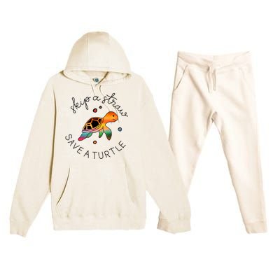 Skip A Straw Save A Turtle Gift Premium Hooded Sweatsuit Set