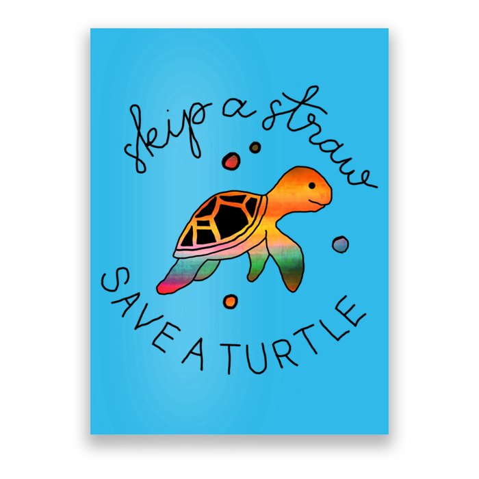 Skip A Straw Save A Turtle Gift Poster