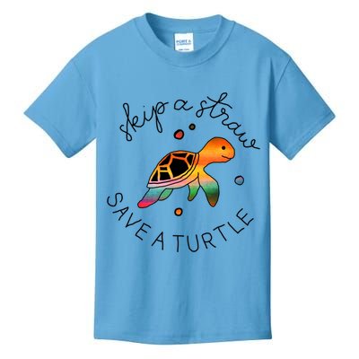 Skip A Straw Save A Turtle Gift Kids T-Shirt