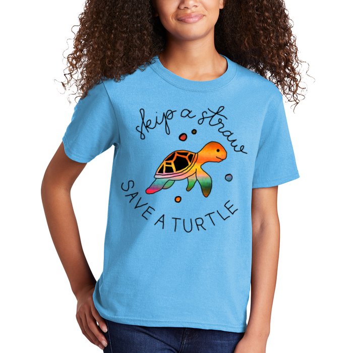 Skip A Straw Save A Turtle Gift Kids T-Shirt