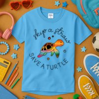 Skip A Straw Save A Turtle Gift Kids T-Shirt
