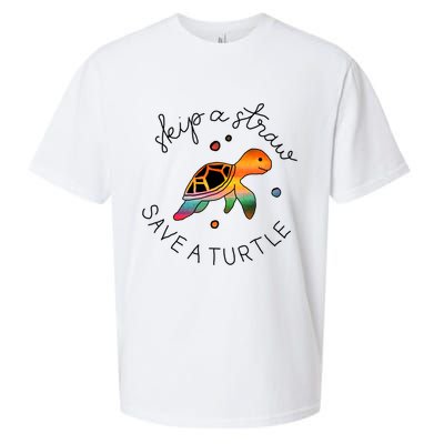 Skip A Straw Save A Turtle Gift Sueded Cloud Jersey T-Shirt