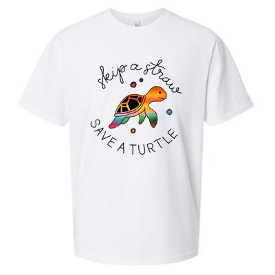 Skip A Straw Save A Turtle Gift Sueded Cloud Jersey T-Shirt