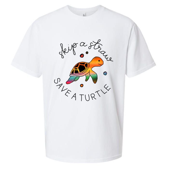 Skip A Straw Save A Turtle Gift Sueded Cloud Jersey T-Shirt