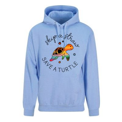 Skip A Straw Save A Turtle Gift Unisex Surf Hoodie