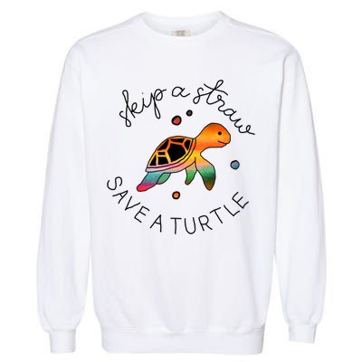 Skip A Straw Save A Turtle Gift Garment-Dyed Sweatshirt