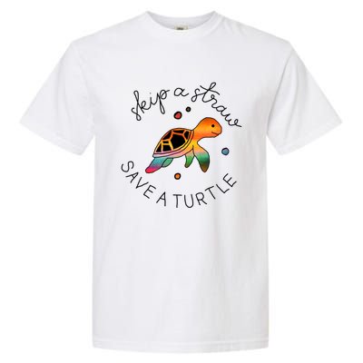 Skip A Straw Save A Turtle Gift Garment-Dyed Heavyweight T-Shirt