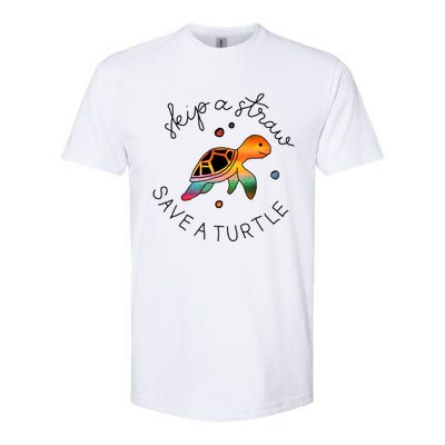 Skip A Straw Save A Turtle Gift Softstyle CVC T-Shirt