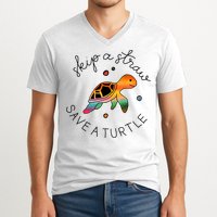 Skip A Straw Save A Turtle Gift V-Neck T-Shirt