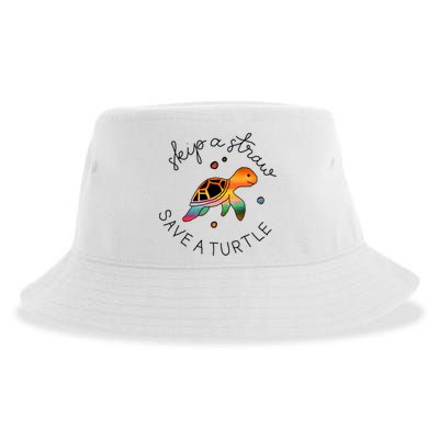 Skip A Straw Save A Turtle Gift Sustainable Bucket Hat