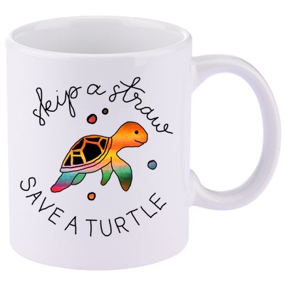 Skip A Straw Save A Turtle Gift 11oz C Handle Ceramic Mug