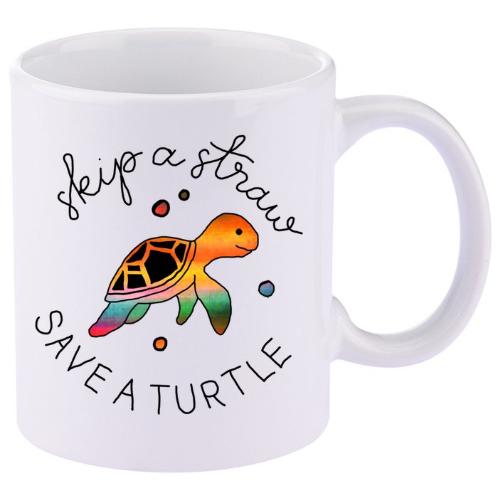 Skip A Straw Save A Turtle Gift 11oz C Handle Ceramic Mug