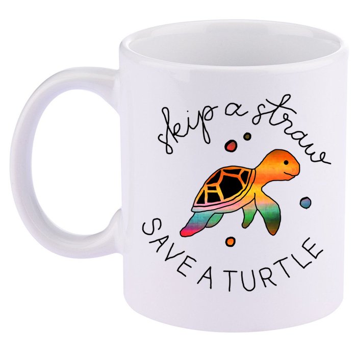 Skip A Straw Save A Turtle Gift 11oz C Handle Ceramic Mug