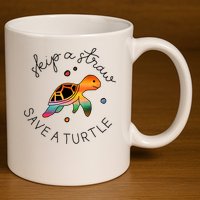 Skip A Straw Save A Turtle Gift 11oz C Handle Ceramic Mug