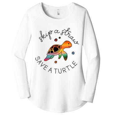 Skip A Straw Save A Turtle Gift Women's Perfect Tri Tunic Long Sleeve Shirt