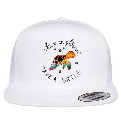 Skip A Straw Save A Turtle Gift Flatbill Hat