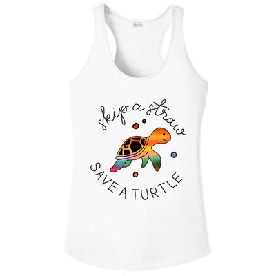 Skip A Straw Save A Turtle Gift Ladies PosiCharge Competitor Racerback Tank