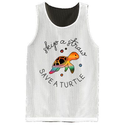 Skip A Straw Save A Turtle Gift Mesh Reversible Basketball Jersey Tank