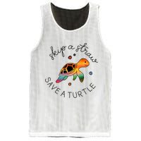 Skip A Straw Save A Turtle Gift Mesh Reversible Basketball Jersey Tank