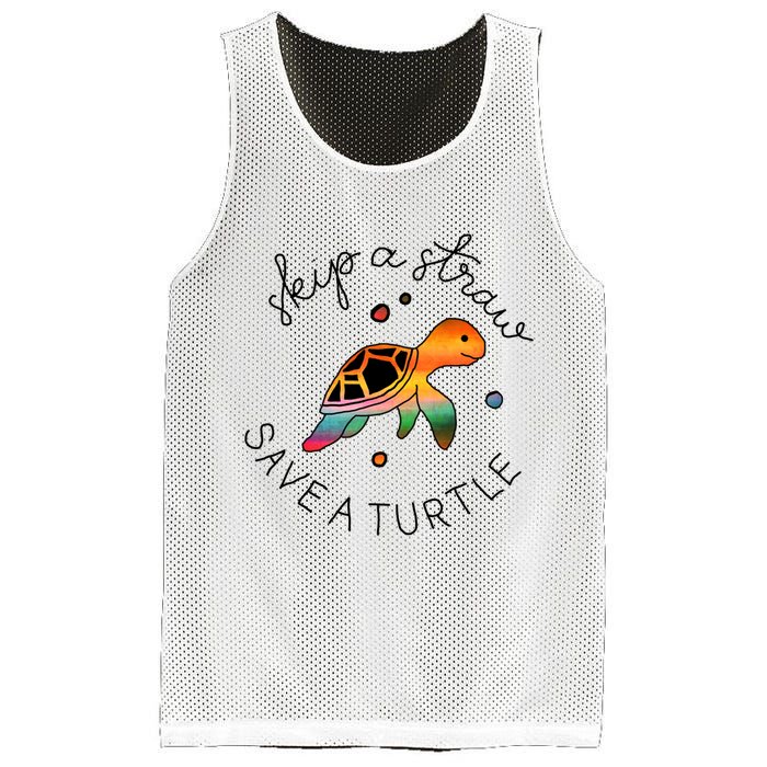Skip A Straw Save A Turtle Gift Mesh Reversible Basketball Jersey Tank