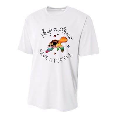 Skip A Straw Save A Turtle Gift Youth Performance Sprint T-Shirt