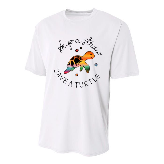 Skip A Straw Save A Turtle Gift Youth Performance Sprint T-Shirt