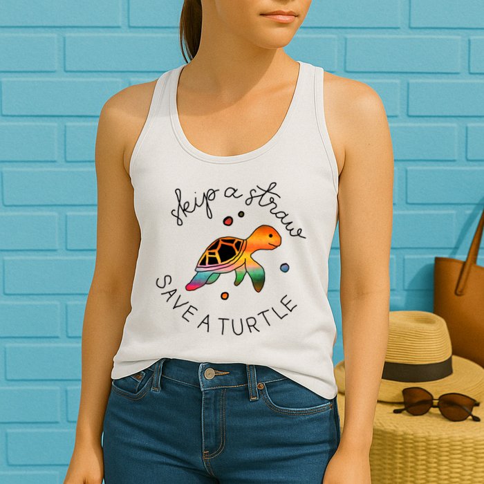 Skip A Straw Save A Turtle Gift Womens Tank Top