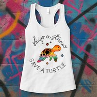 Skip A Straw Save A Turtle Gift Womens Tank Top