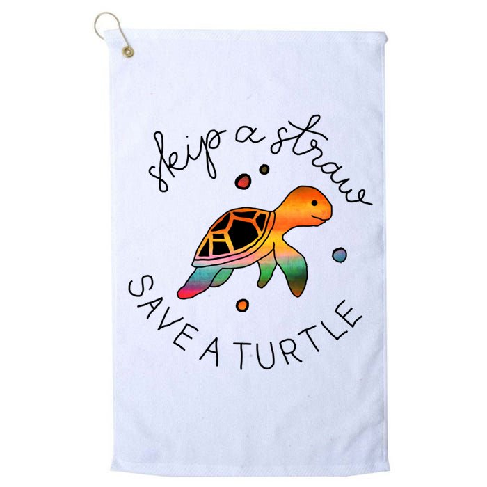 Skip A Straw Save A Turtle Gift Golf Towel