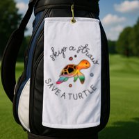 Skip A Straw Save A Turtle Gift Golf Towel