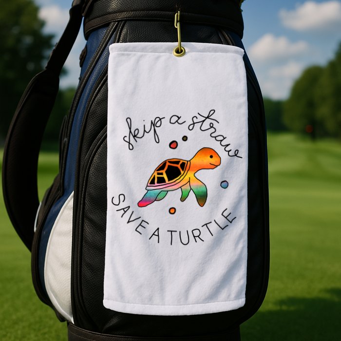 Skip A Straw Save A Turtle Gift Golf Towel