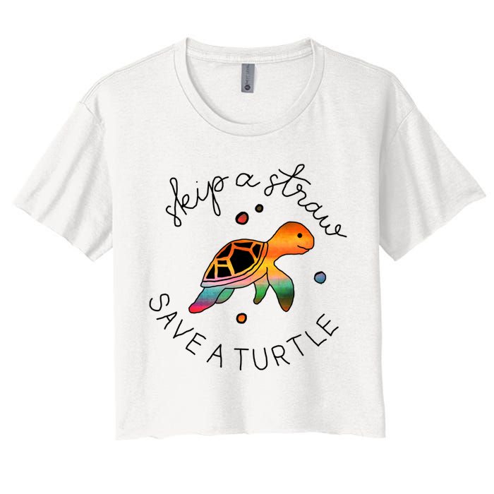 Skip A Straw Save A Turtle Gift Crop Top