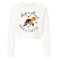 Skip A Straw Save A Turtle Gift Cropped Pullover Crew