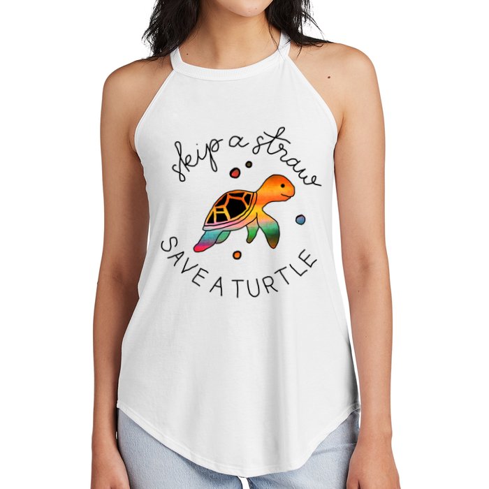 Skip A Straw Save A Turtle Gift Women's Perfect Tri Rocker Tank