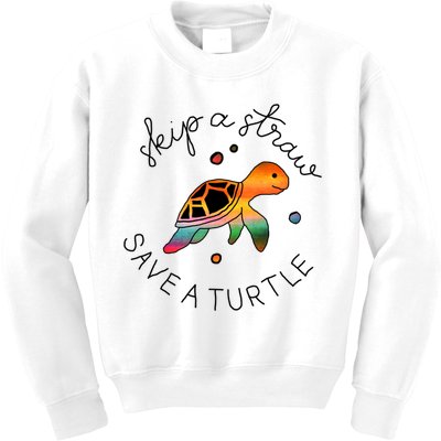Skip A Straw Save A Turtle Gift Kids Sweatshirt
