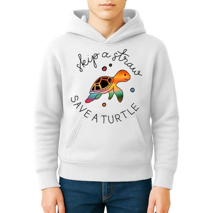 Skip A Straw Save A Turtle Gift Kids Hoodie