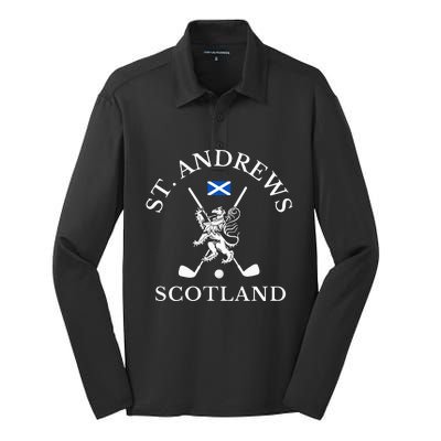 St Andrews Scotland Golf Fan Silk Touch Performance Long Sleeve Polo