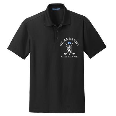 St Andrews Scotland Golf Fan Dry Zone Grid Polo