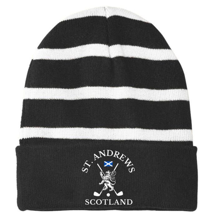 St Andrews Scotland Golf Fan Striped Beanie with Solid Band