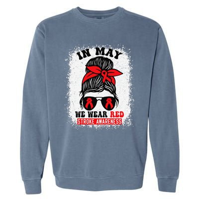 Stroke Awareness Survivor Support Women In May We Wear Red Garment-Dyed Sweatshirt