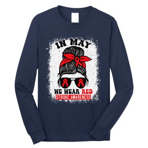 Stroke Awareness Survivor Support Women In May We Wear Red Long Sleeve Shirt