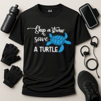 Skip A Straw Save A Turtle Animal Protection Gift Cool Gift Cooling Performance Crew T-Shirt